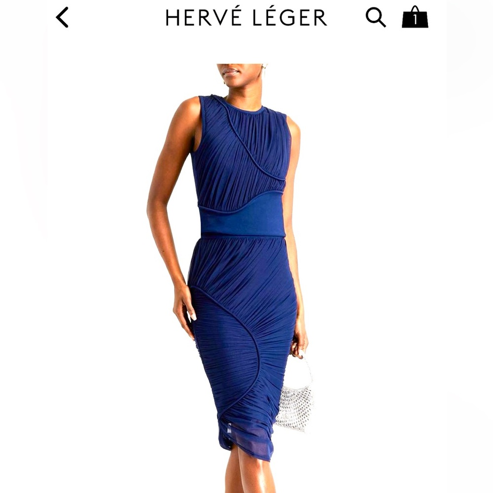 NWT HERVE LEGER SKIRT ONLY available- navy size medium retail $2000